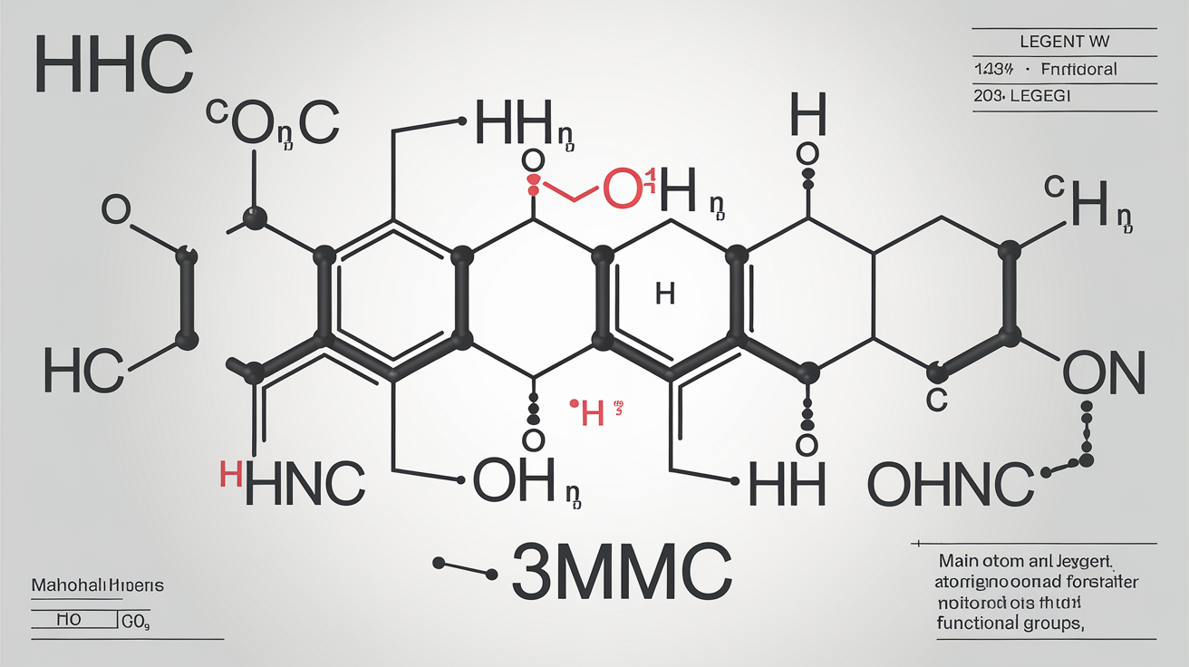 Illustration des structures moléculaires complexes de HHC et 3-MMC